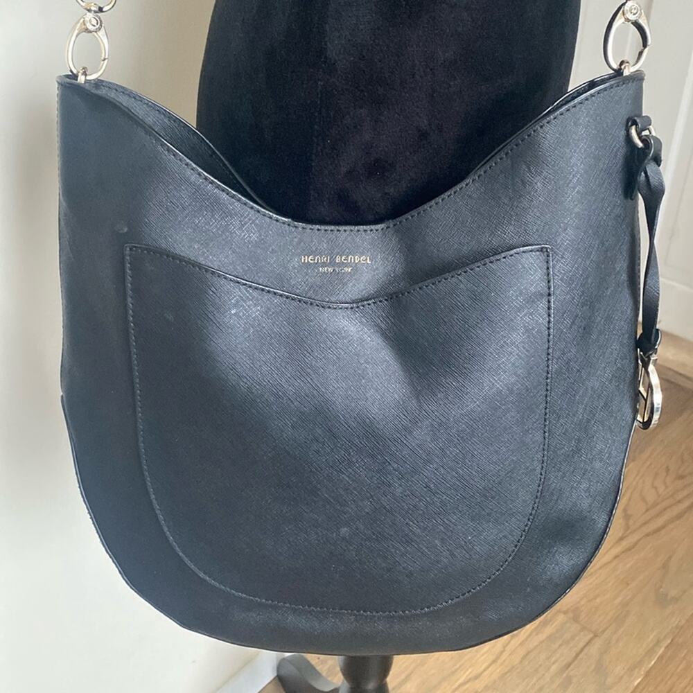 Henri Bendel West 57th Black Saffiano Leather Hobo Crossbody